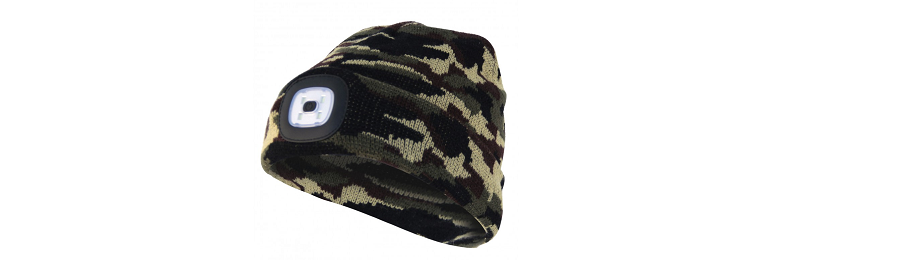 Bonnet camouflage avec lampe LED rechargeable