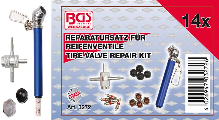 Kit de réparation pour valves de pneus | 14 pièces