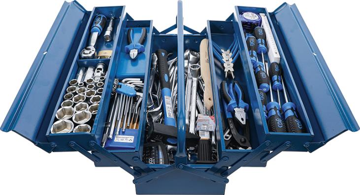 Caisse à outils métallique avec assortiment d’outils | 137 pièces