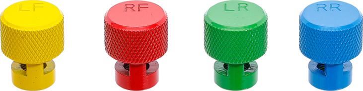 Bouchons de valve d’air des pneus codés par couleurs pour soupapes TPMS | 4 pièces